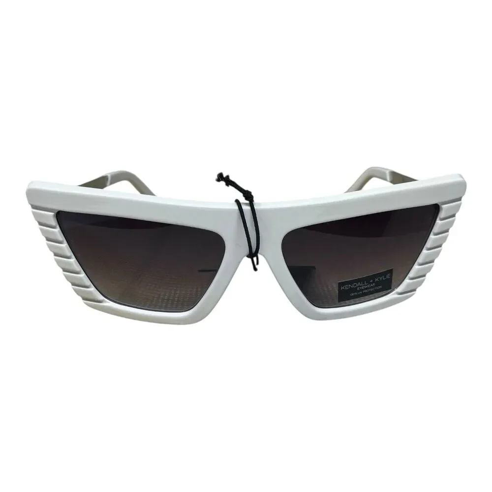 Kendall & Kylie Sunglasses Adult White Cateye Futuristic Pointed Y2K Costume NEW